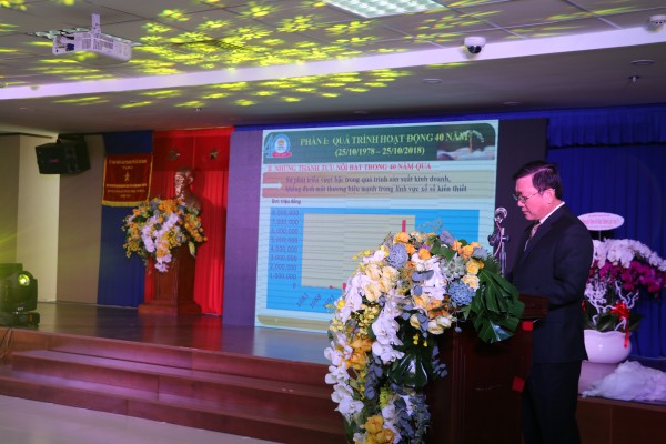 Ông Đỗ Quang Vinh – Bí Thư, Tổng Giám đốc Công ty Xổ số Kiến thiết Tp.HCM phát biểu tại buổi lễ